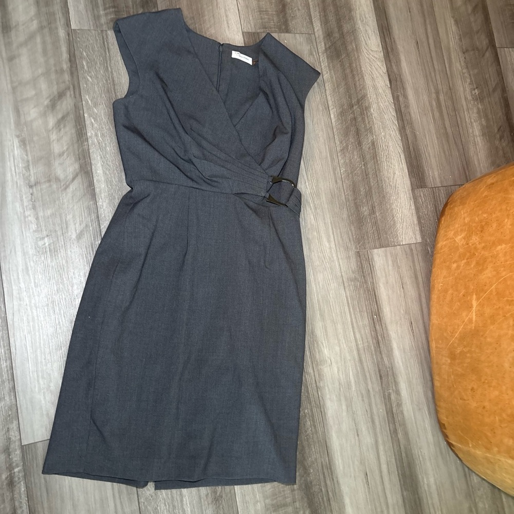 Elegant Gray Wrap Dress Calvin Klein